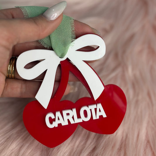 Cherry Heart Name Tag